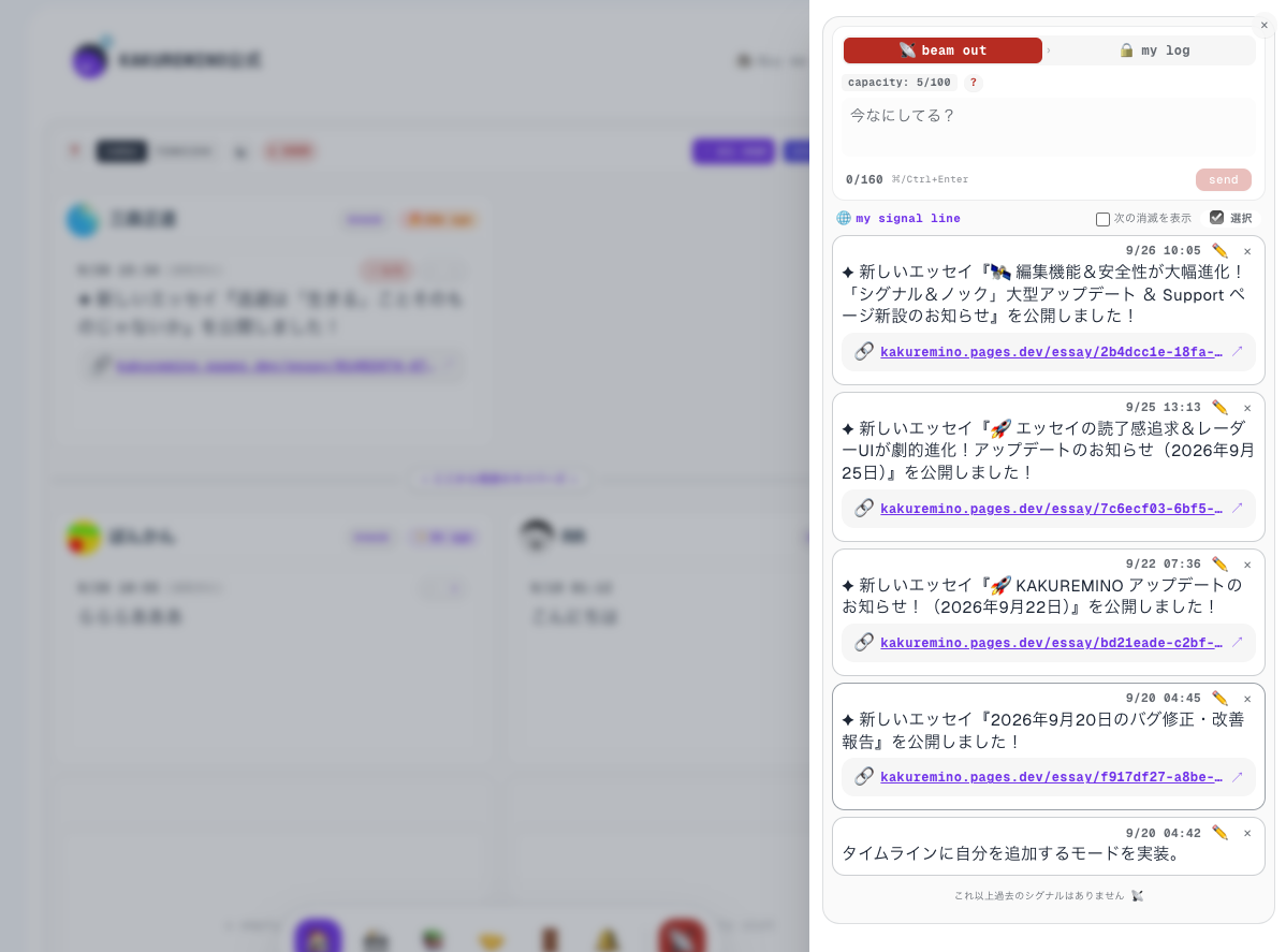 Signalタイムラインのスクショ